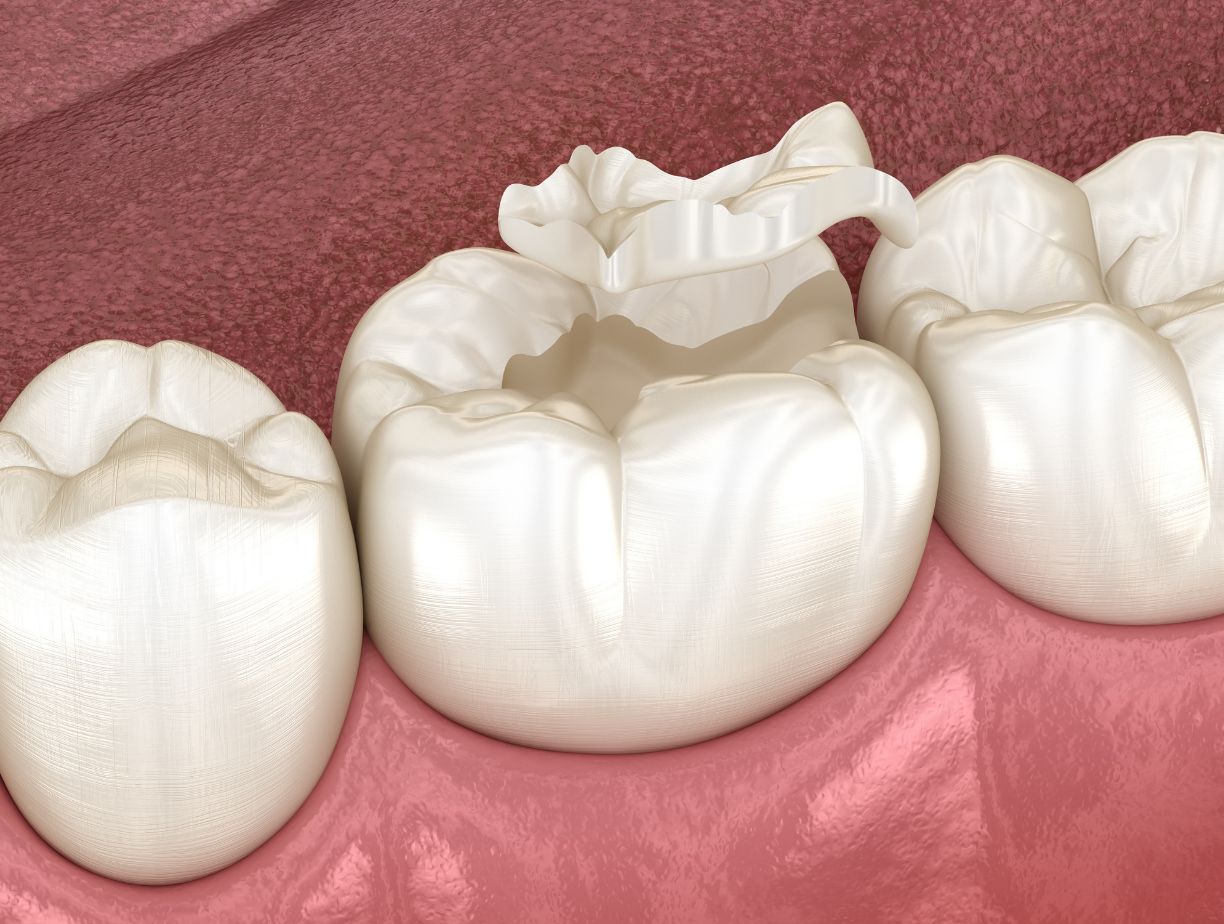 A custom-made tooth-coloured dental inlay at Chapeltown Dental Care, Sheffield